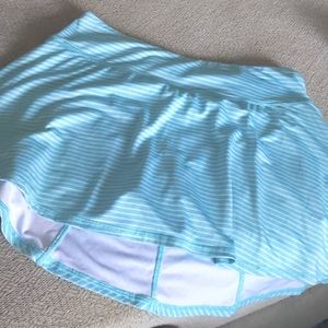 Kyodan White and Mint Green Striped Tennis Skirt, size small